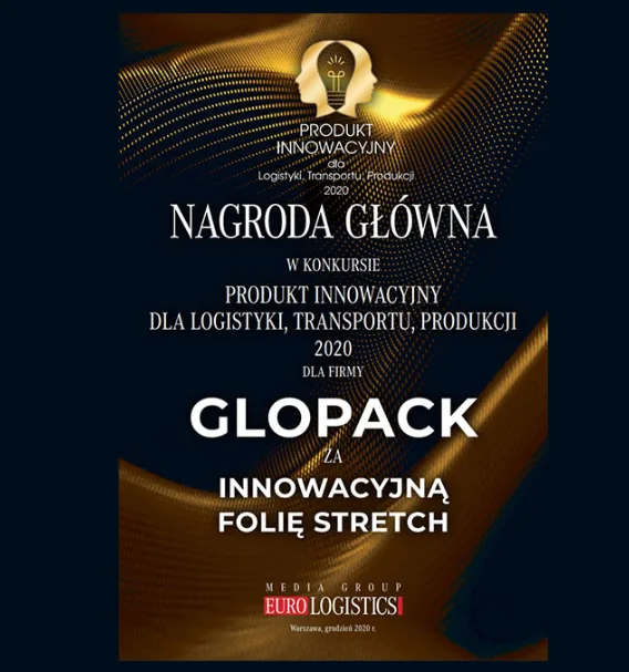 Innovative Product for Logistics, Transport and Production 2020 award diploma for Glopack